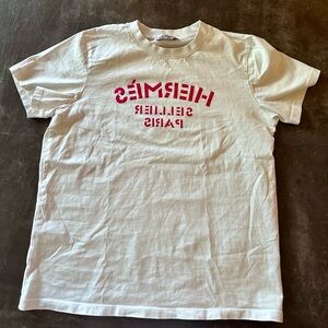 Hermès White T-Shirt with Red Logo